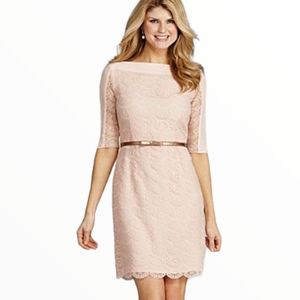 Antonio Melani Blush Lace Belted Cocktail Dress